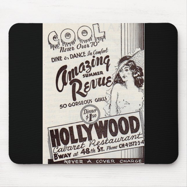 1930s Hollywood Cabaret Restaurant ad Mouse Pad (Front)