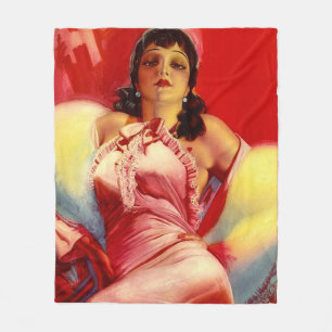 1930s hottie print fleece blanket