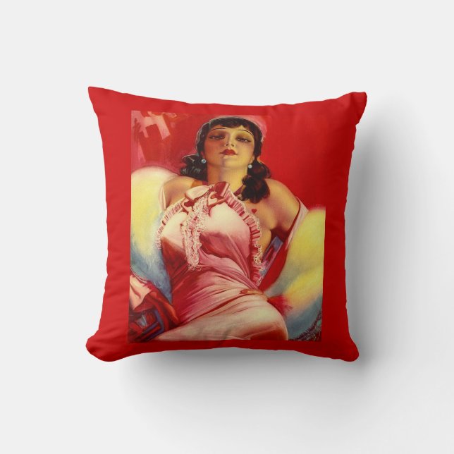 1930s hottie print throw pillow (Front)