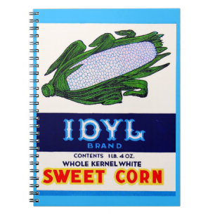 1930s Idyl Sweet Corn label print Notebook