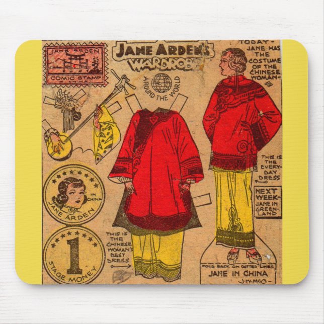 1930s Jane Arden paper doll Chinese clothes Mouse Pad (Front)