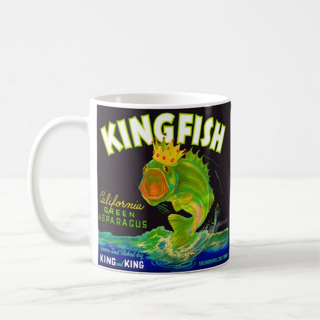 1930s Kingfish asparagus crate label Coffee Mug (Left)
