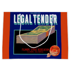 1930s Legal Tender orange crate label Large Gift Bag
