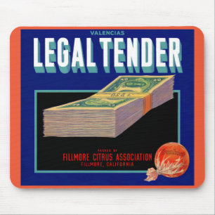 1930s Legal Tender orange crate label Mouse Pad