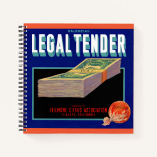 1930s Legal Tender orange crate label Notebook