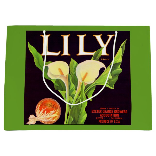 1930s Lily orange crate label print Large Gift Bag (Front)