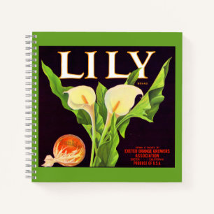 1930s Lily orange crate label print Notebook