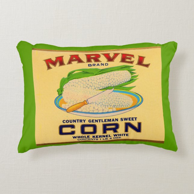 1930s Marvel canned corn label Decorative Pillow (Front)