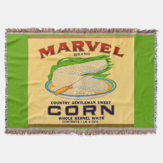 1930s Marvel canned corn label Throw Blanket (Front)