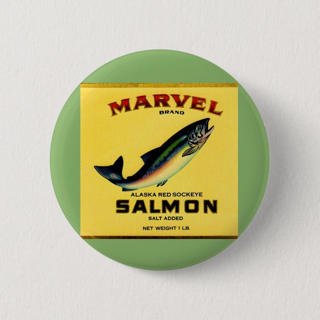 1930s Marvel salmon can label 2 Inch Round Button (Front)