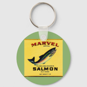 1930s Marvel salmon can label Keychain