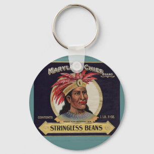 1930s Maryland Chief Stringless Beans label Keychain