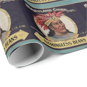 1930s Maryland Chief Stringless Beans label Wrapping Paper