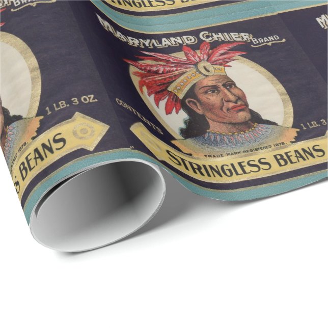 1930s Maryland Chief Stringless Beans label Wrapping Paper (Roll Corner)