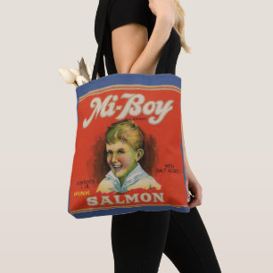 1930s Mi-Boy pink salmon can label Tote Bag