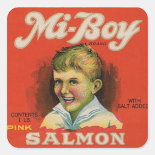 1930s Mi-Boy saumon rose peut étiquette