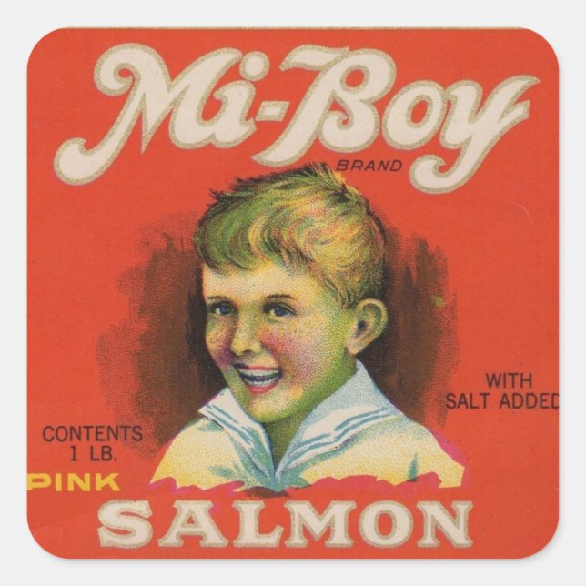 1930s Mi-Boy saumon rose peut étiquette (Devant)