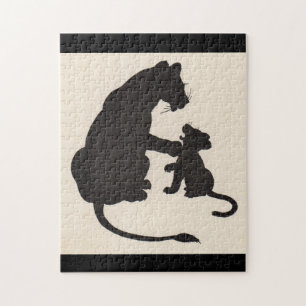 1930s mother lion and cub silhouette jigsaw puzzle