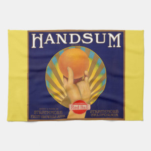 1930s orange crate label Handsum print Kitchen Towel