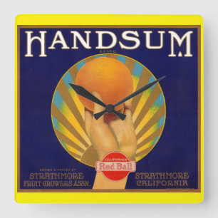 1930s orange crate label Handsum Square Wall Clock