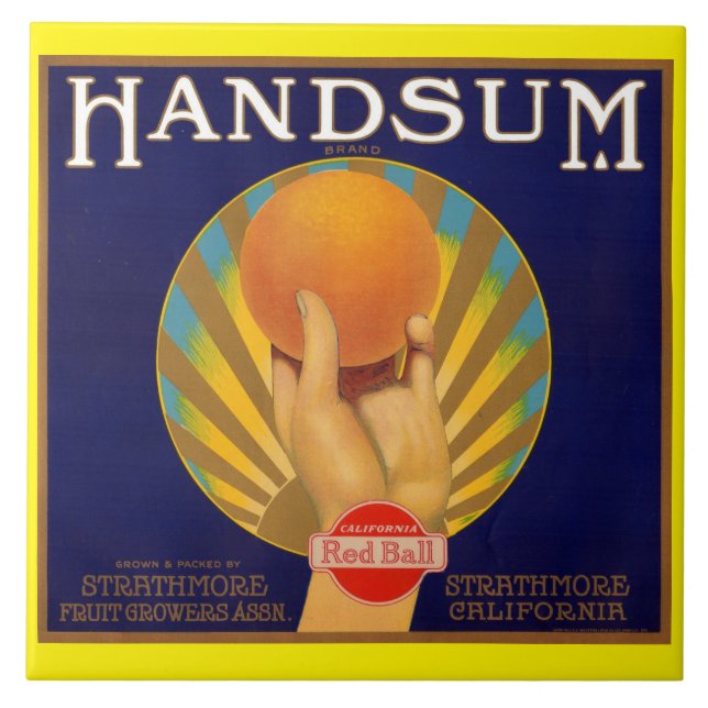 1930s orange crate label Handsum Tile (Front)