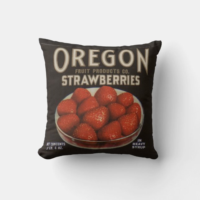 1930s Oregon Strawberries Throw Pillow (Front)