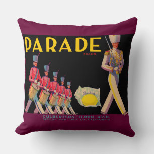 1930s Parade lemon crate label print Throw Pillow
