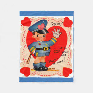 1930s police boy valentine fleece blanket