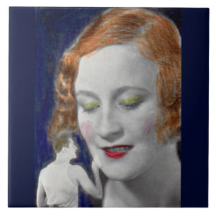 1930s redhead woman and her teeny tiny husband tile