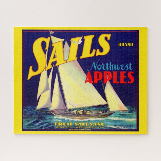 1930s Sails Northwest Apples crate label  Jigsaw Puzzle (Horizontal)