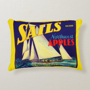 1930s Sails Northwest Apples crate label print Accent Pillow
