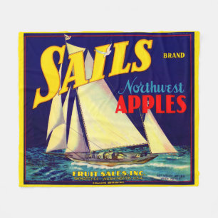 1930s Sails Northwest Apples crate label print Fleece Blanket