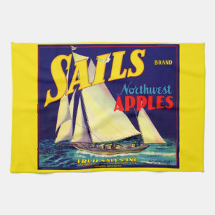 1930s Sails Northwest Apples crate label print Kitchen Towel
