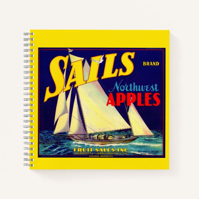 1930s Sails Northwest Apples crate label print Notebook (Front)