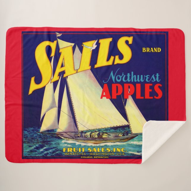 1930s Sails Northwest Apples crate label print Sherpa Blanket (Front (Horizontal))