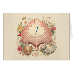 1930s Seaside Seashell Art Deco Table Number Fold