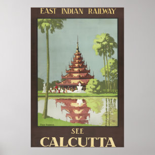 1930s See Calcutta India Eden Gardens Vintage Poster