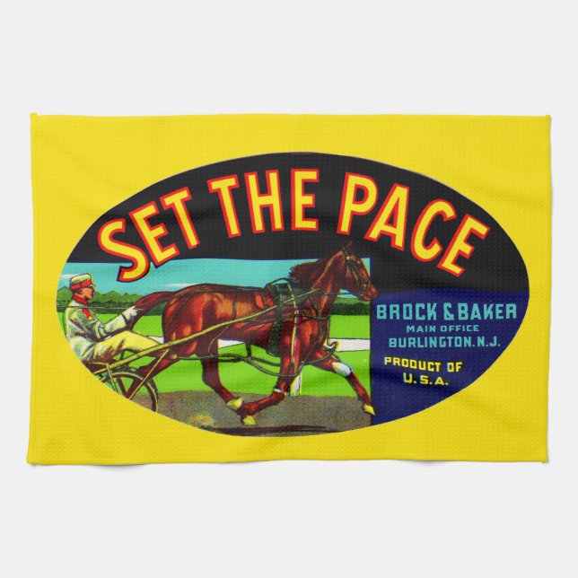 1930s Set the Pace vegetable crate label Kitchen Towel (Horizontal)