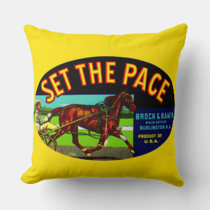 1930s Set the Pace vegetable crate label print Throw Pillow