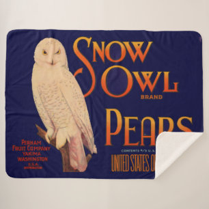 1930s Snow Owl brand pears fruit crate label print Sherpa Blanket