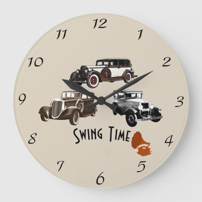 1930s Style Vintage Cars Clock (Front)