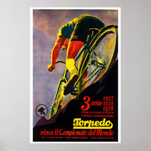 1930s Tornado Hubs Poster Vintage Italian Cycling