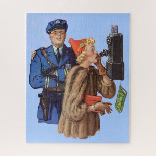 1930s traffic cop and rich lady arrestee jigsaw puzzle