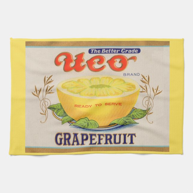 1930s Uco Brand Grapefruit label Kitchen Towel (Horizontal)