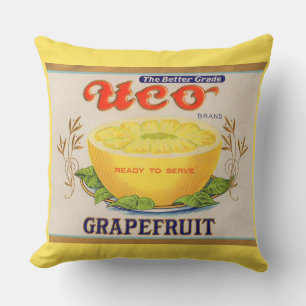 1930s Uco Brand Grapefruit label Throw Pillow