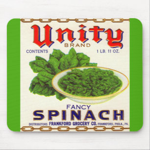 1930s Unity fancy spinach can label Mouse Pad