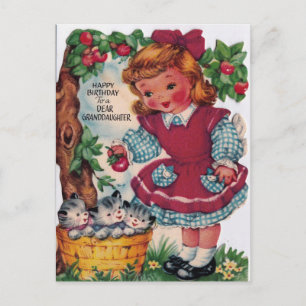 1930s Vintage Happy Birthday Granddaughter Postcard