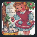 1930s Vintage Happy Birthday Granddaughter Square Sticker<br><div class="desc">1930s Vintage Happy Birthday Granddaughter</div>