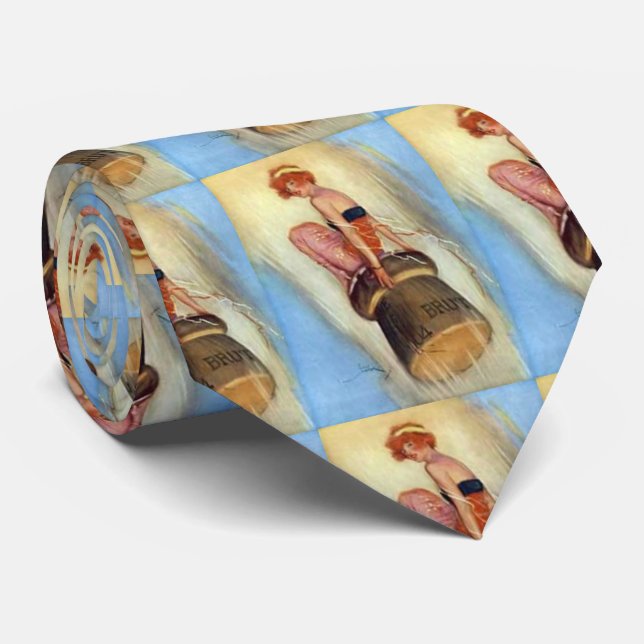 1930's Vintage Pin-up Girl on Champagne Cork Tie (Rolled)