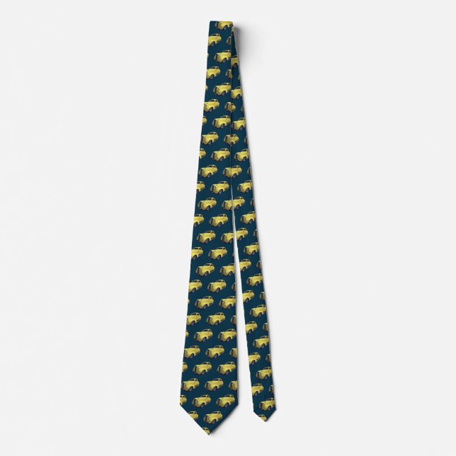 1930's Yellow Coupe Roadster on Blue Tie (Front)